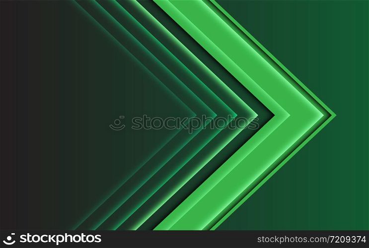 Abstract green light arrow direction on dark design modern futuristic background vector illustration.