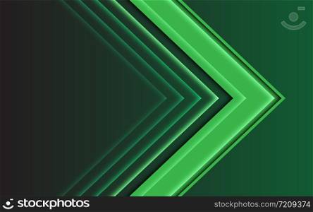 Abstract green light arrow direction on dark design modern futuristic background vector illustration.