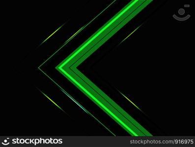 Abstract green light arrow direction on dark grey design modern futuristic background vector illustration.