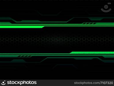 Abstract green light circuit on black with hexagon mesh design modern futuristic technology background vector illustration.