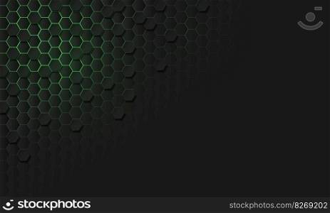 Abstract green light dark grey hexagon texture 3d geometric pattern with blank space design modern technology futuristic vector 