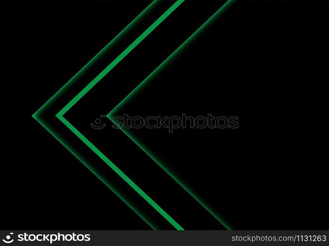 Abstract green light neon arrow direction on black blank space design modern futuristic technology background vector illustration.