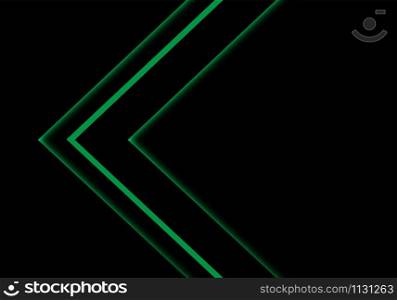 Abstract green light neon arrow direction on black blank space design modern futuristic technology background vector illustration.