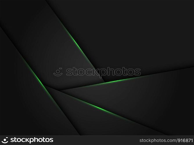 Abstract green light on dark grey metallic polygon design modern futuristic background vector illustration.