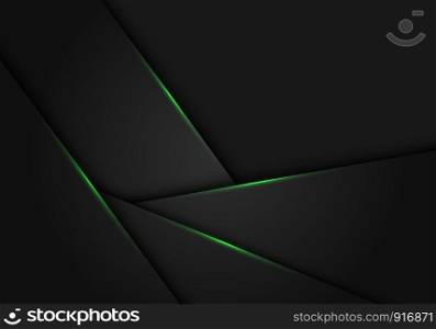 Abstract green light on dark grey metallic polygon design modern futuristic background vector illustration.