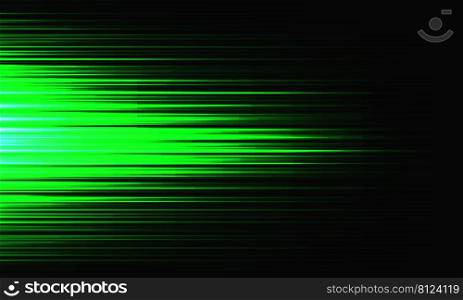 Abstract green light speed dynamic on black technology futuristic background vector 