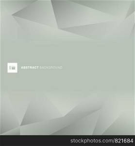 Abstract green low polygon trendy style with space for text. Geometric gray color polygonal background. Vector illustration