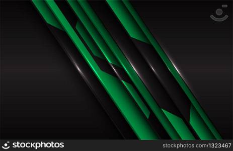 Abstract green metallic circuit line slash on black design modern futuristic technology background vector illustration.