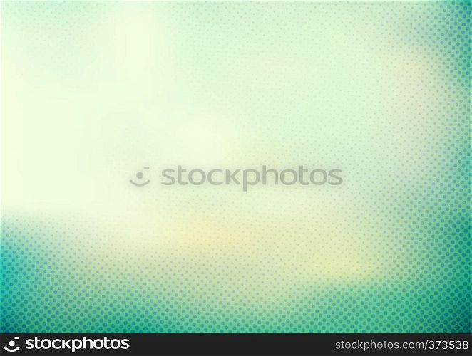 Abstract green mint turquoise color smooth blurred background and dots pattern halftone style. Vector illustration