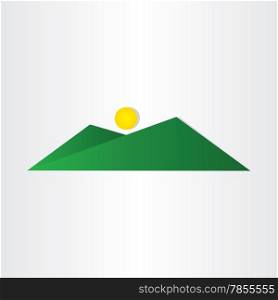 abstract green mountain with sun design element