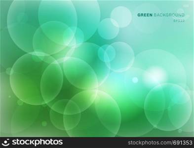 Abstract green nature blurred beautiful background with bokeh lights. Light natural backdrop blur. Vector illustration