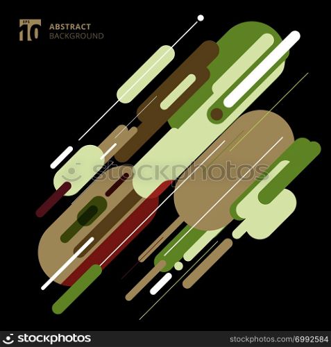 Abstract green nature color tone geometric rounded shape overlapping layer on black background. Modern style. Vector illustration