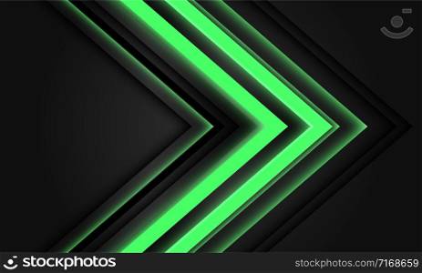 Abstract green neon arrow light direction on black design modern futuristic technology background vector illustration.
