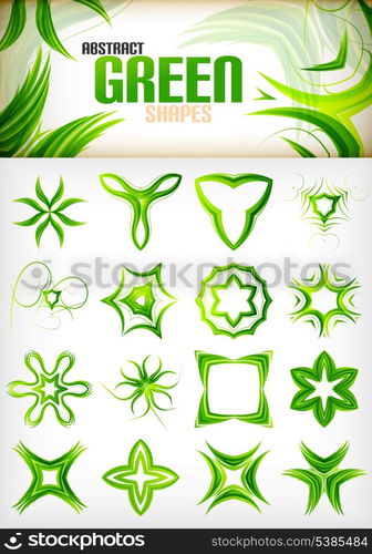 Abstract green pattern shapes set