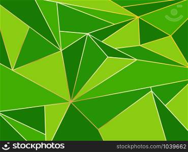 Abstract green polygon artistic geometric with gold line background
