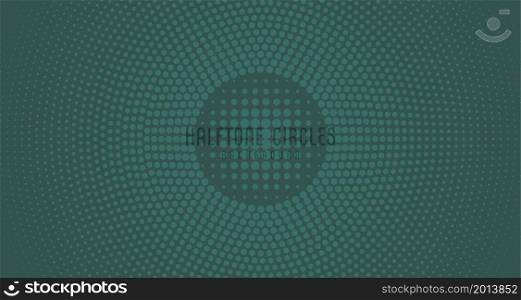 Abstract green retro design with halftone decorative geometric in circle pattern template. Copy space in center for editing text box background. Illustration vector