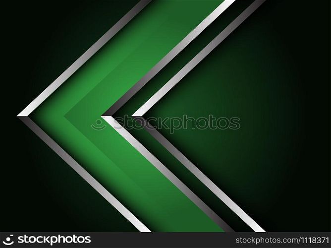 Abstract green silver line arrow direction design modern luxury futuristic background vector illustration.