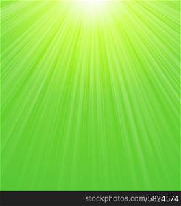 Abstract Green Sunny Sunbeam Background - vector