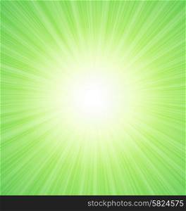 Abstract Green Sunshine Sunbeam Background - vector