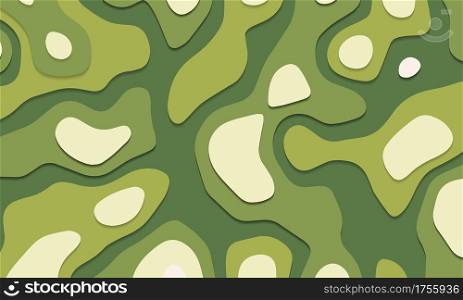 Abstract green tone paper cut layers overlap art background texture vector illustration.