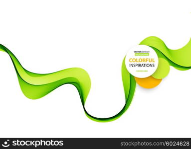 Abstract green wavy lines. Colorful vector background