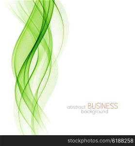 Abstract green wavy lines. Colorful vector background