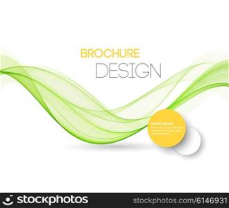 Abstract green wavy lines. Colorful vector green wave background. For brochure, website design