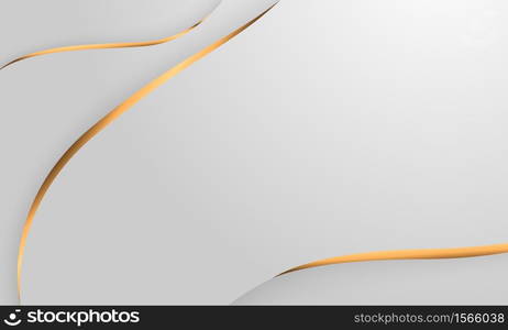 Abstract grey and gold background poster with dynamic waves. technology network Vector illustration.