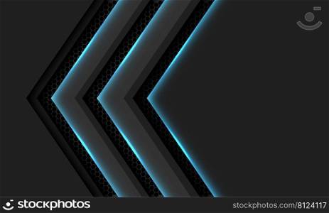 Abstract grey arrow blue light hexagon mesh direction shadow with blank space design modern futuristic background vector 