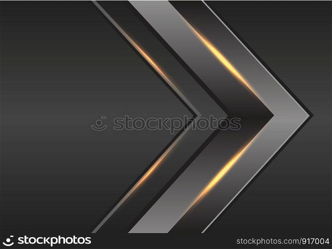 Abstract grey arrow gold light direction on metal blank space design modern futuristic background vector illustration.