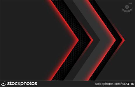 Abstract grey arrow red light hexagon mesh direction shadow with blank space design modern futuristic background vector 