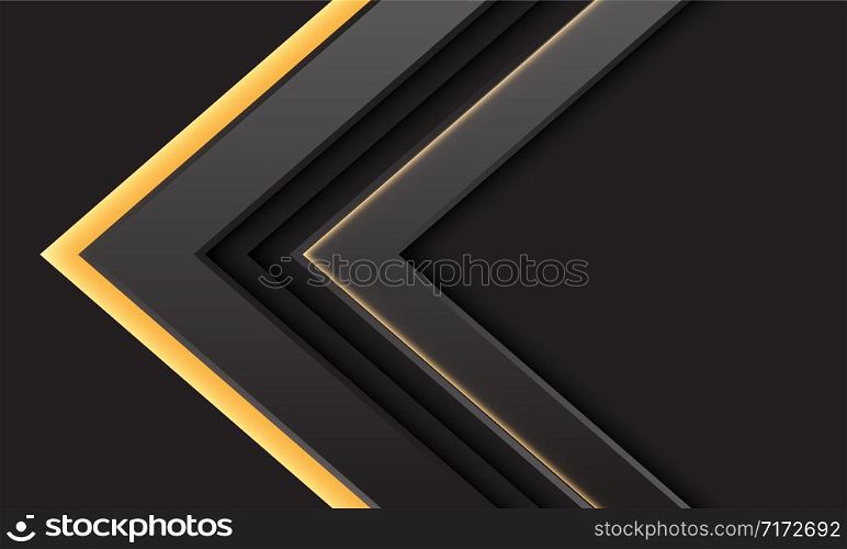 Abstract grey arrow yellow light direction on dark design modern futuristic background vector illustration.