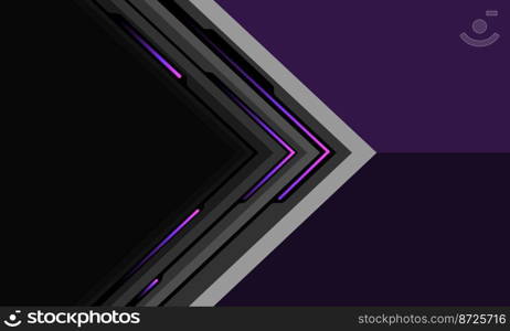 Abstract grey black arrow violet light circuit cyber line geometric on purple design ultramodern futuristic technology background vector illustration.