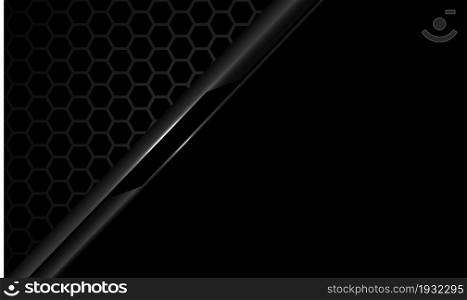 Abstract grey black metallic hexagon mesh with blank space technology design modern futuristic background vector illustration.