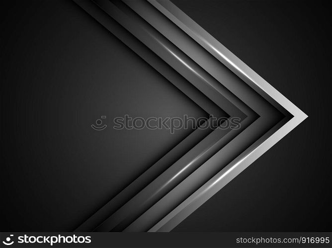 Abstract grey metal arrow direction on dark blank space design modern luxury futuristic background vector illustration.