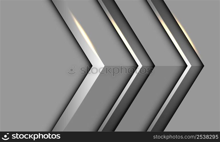 Abstract grey metallic arrow direction with blank space design modern futuristic background vector