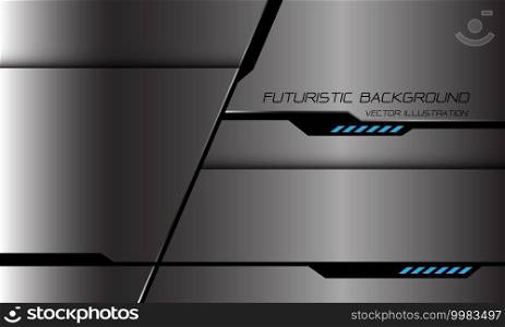 Abstract grey metallic black cyber line shadow geometric blue light power design modern futuristic technology background vector illustration.