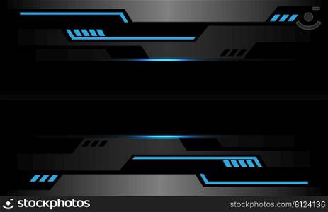 Abstract grey metallic blue light cyber black futuristic technology design modern background vector illustration.