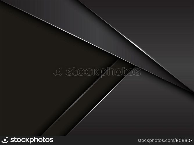 Abstract grey metallic overlap on dark blank space design modern luxury futuristic background vector illustration.