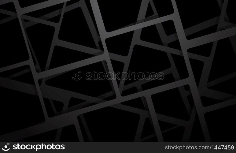 Abstract grey square mesh overlap on black design modern futuristic background vector illustration.
