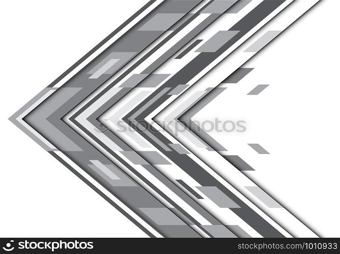 Abstract grey tone arrow geometric direction on white design modern futuristic technology background vector illustration.