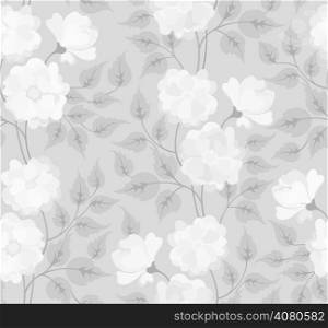 Abstract greyscale flower seamless background in light tones