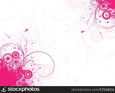 Abstract grunge background with decorative floral elements