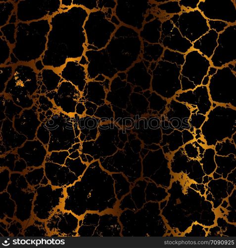 Abstract grunge golden cracked vector backdrop pattern black. Vector illustration. Abstract grunge golden cracked vector backdrop