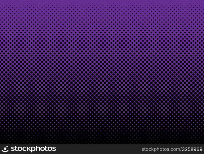 Abstract grunge halftone dot background with purple and black dots