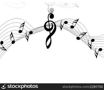 Abstract grunge musical design. Musical staff and notes. Vector illustration.