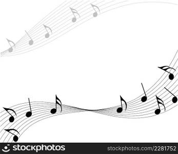 Abstract grunge musical design. Musical staff and notes. Vector illustration.