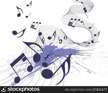Abstract grunge musical design. Violet grunge banner in Very Peri color. Vector illustration.