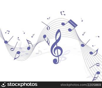 Abstract grunge musical design. Violet grunge banner in Very Peri color. Vector illustration.