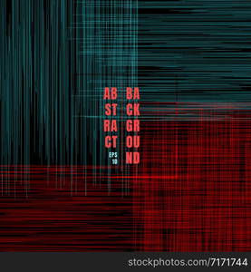 Abstract grunge pattern blue and red scratch lines on black background and texture. Vector illustration